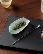 Handmade Cloudy Green Glass Tea Scoop (with a needle)