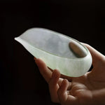 Handmade Cloudy Green Glass Tea Scoop (with a needle)