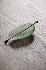 Handmade Cloudy Green Glass Tea Scoop (with a needle)