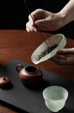Handmade Cloudy Green Glass Tea Scoop (with a needle)