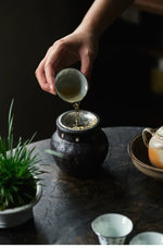 Drum Tea Waste Jar (Jian Shui) with Tin Lid
