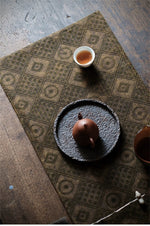 Chinese Coin Jacquard Embossed Tea Mat