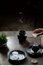 Drum Tea Waste Jar (Jian Shui) with Tin Lid