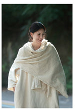 Handwoven Crinkled Raw Linen Scarf