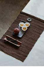 Handwoven Persimmon Dyed Ramie Tea Mat