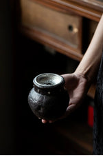Drum Tea Waste Jar (Jian Shui) with Tin Lid