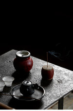 Drum Tea Waste Jar (Jian Shui) with Tin Lid