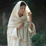 Handwoven Crinkled Raw Linen Scarf