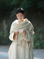 Handwoven Crinkled Raw Linen Scarf