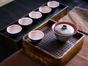 Hand-carved Stripes Wooden Tray