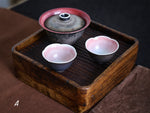 Hand-carved Stripes Wooden Tray