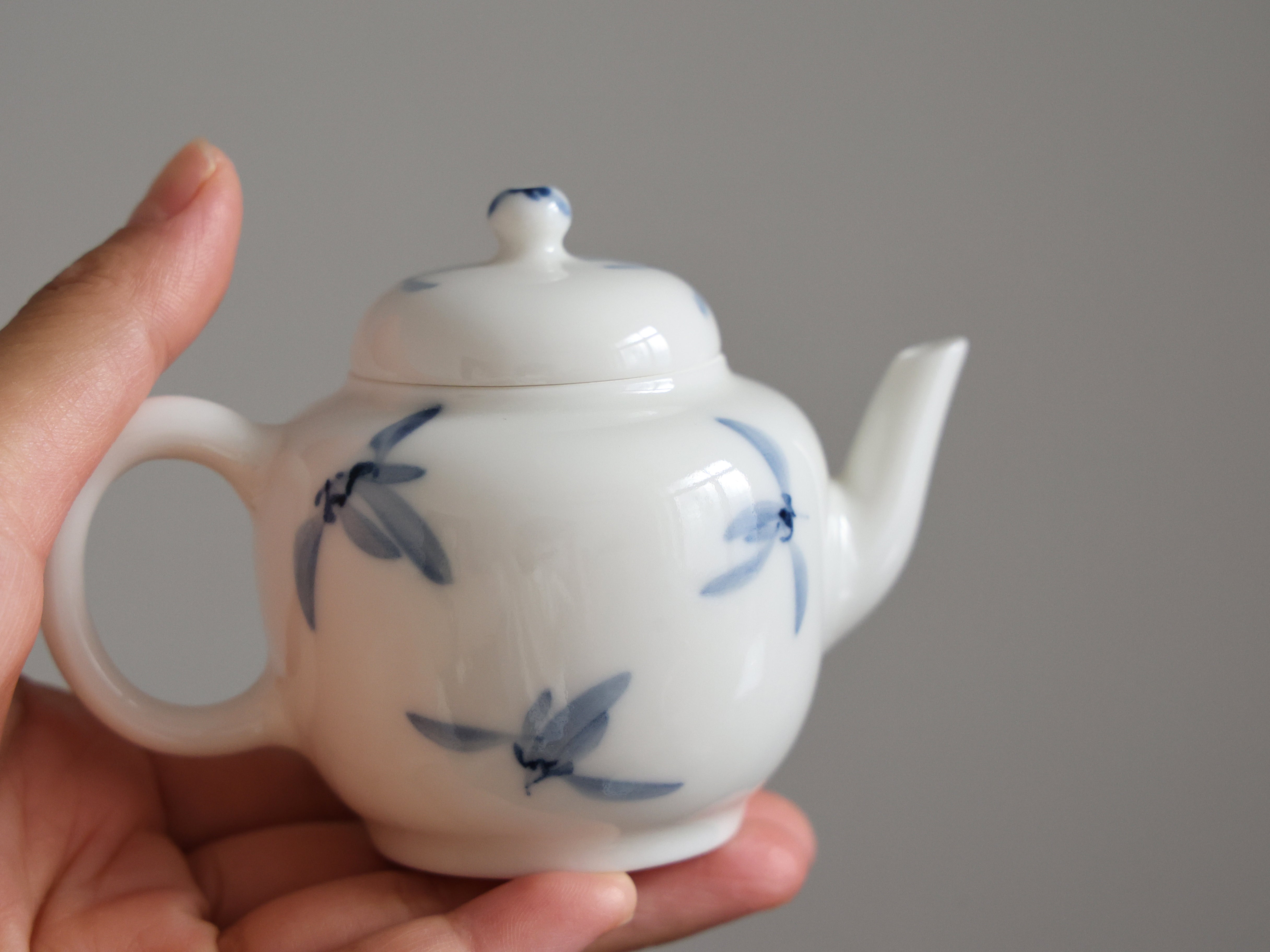 Hanpainted Qinghua Orchids Teapot (with a saucer)