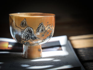 Handpainted Snowy View Woodfired Teacup