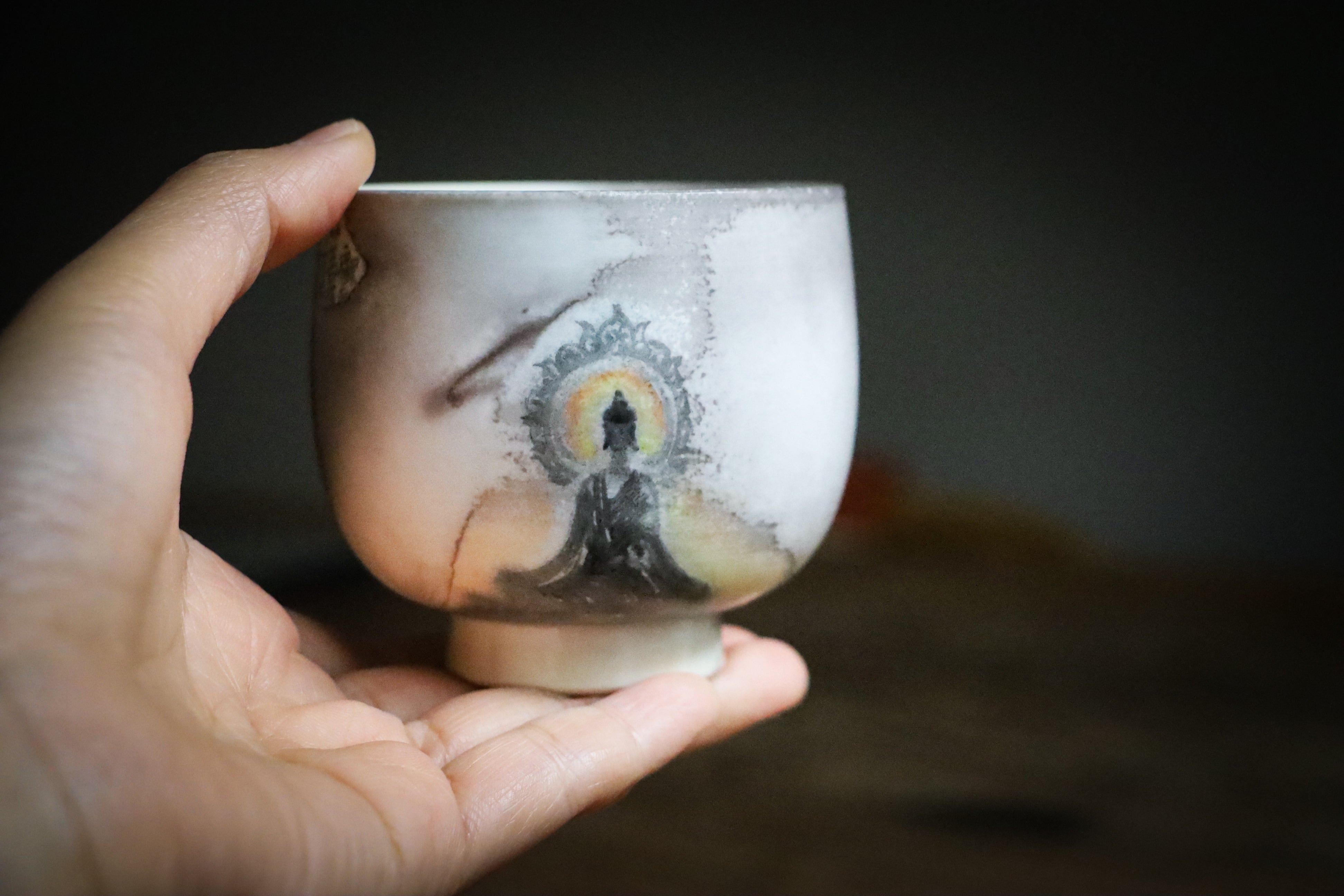 Buddha & Xinjing Script Handpainted Teacup