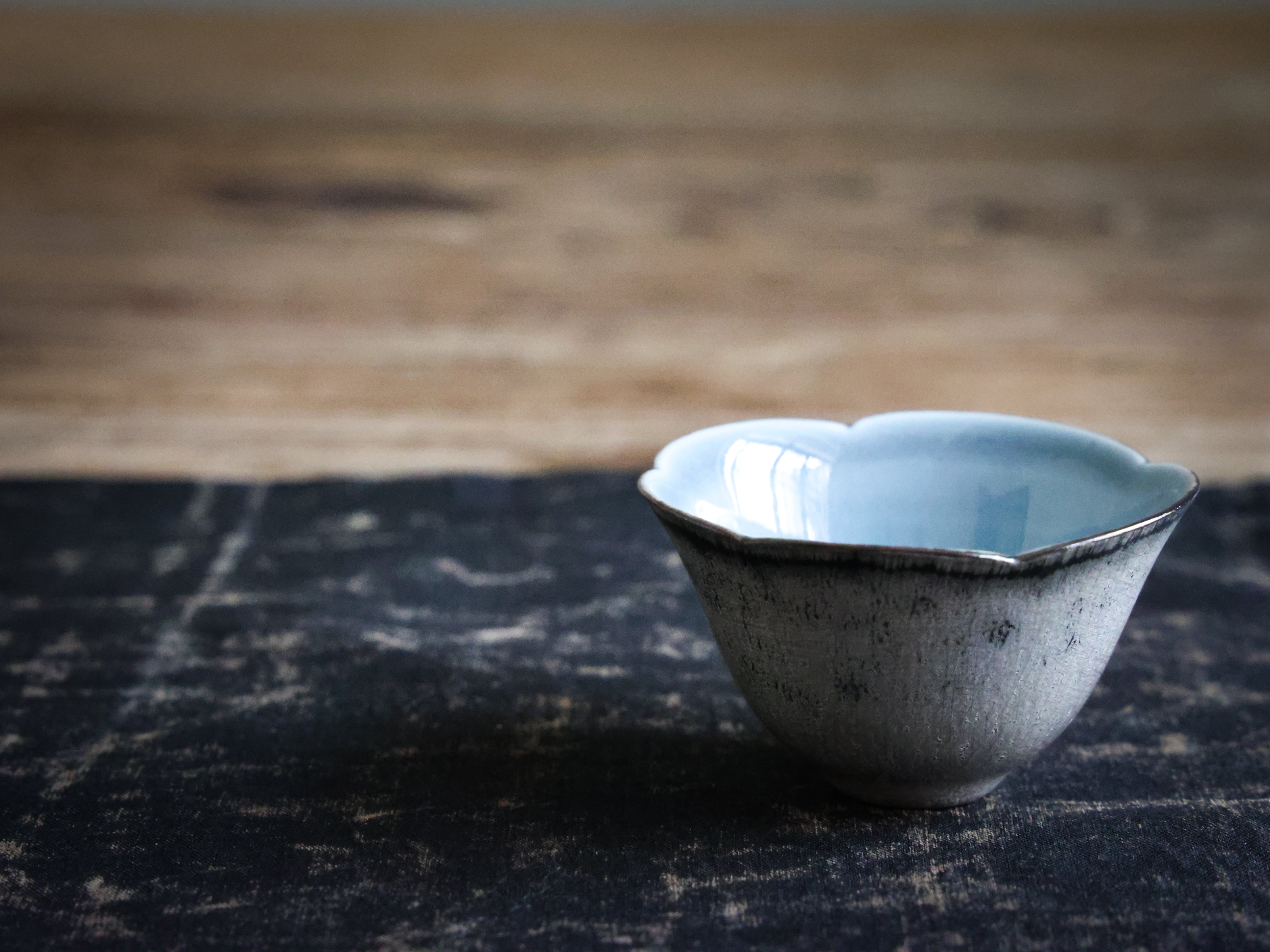 Silvered Blue Blossom Teacup