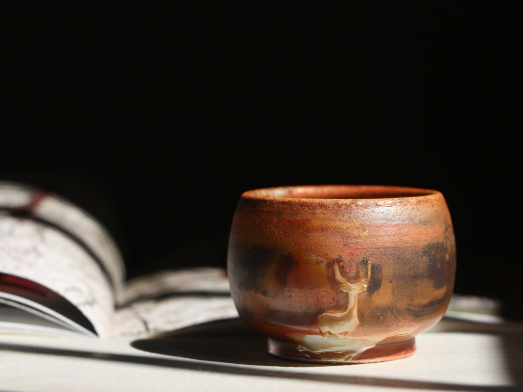 Embossed Deer Woodfired teacup