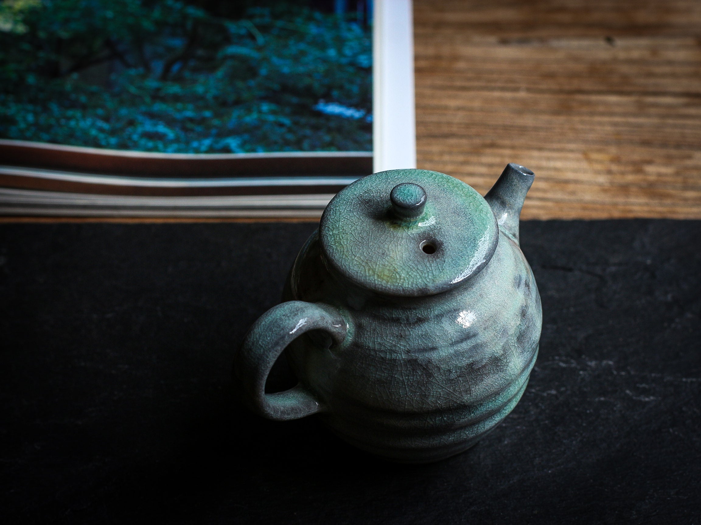 Aquamarine Blue Woodfired Teapot