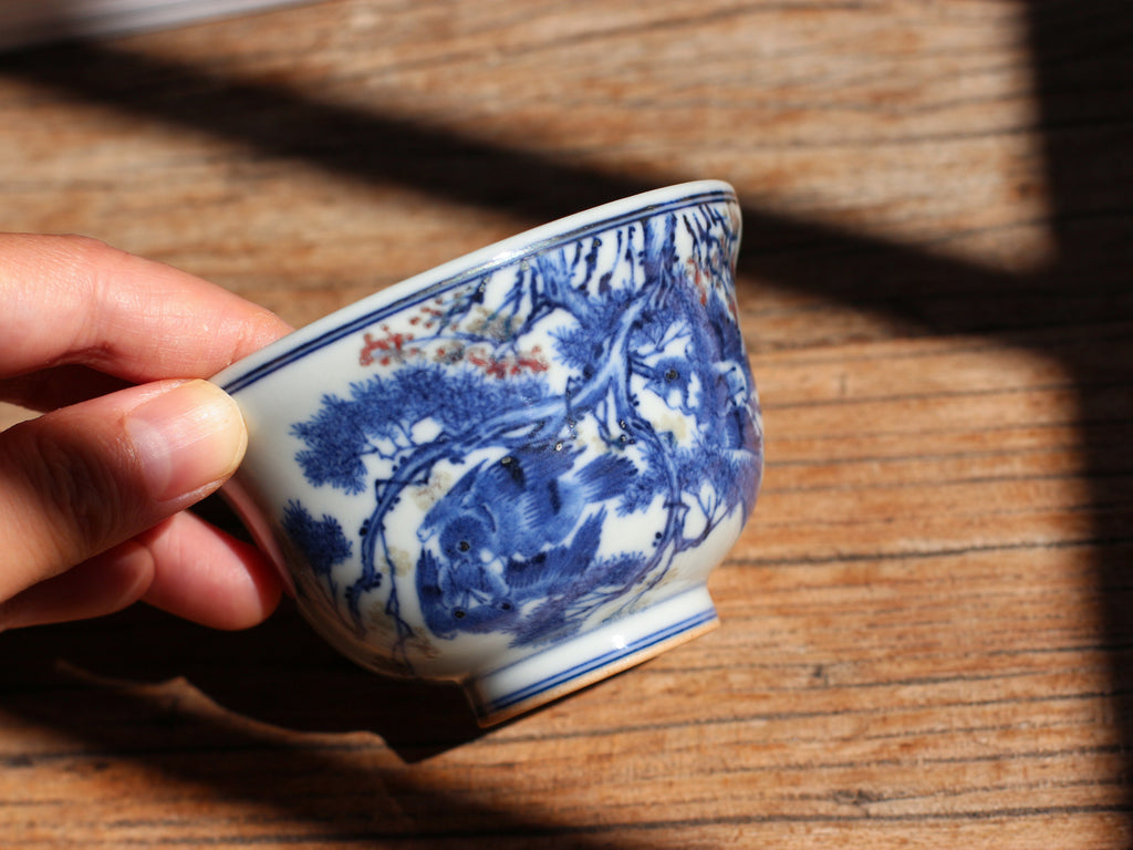 Singing Birds Qinghua Woodfired Teacup